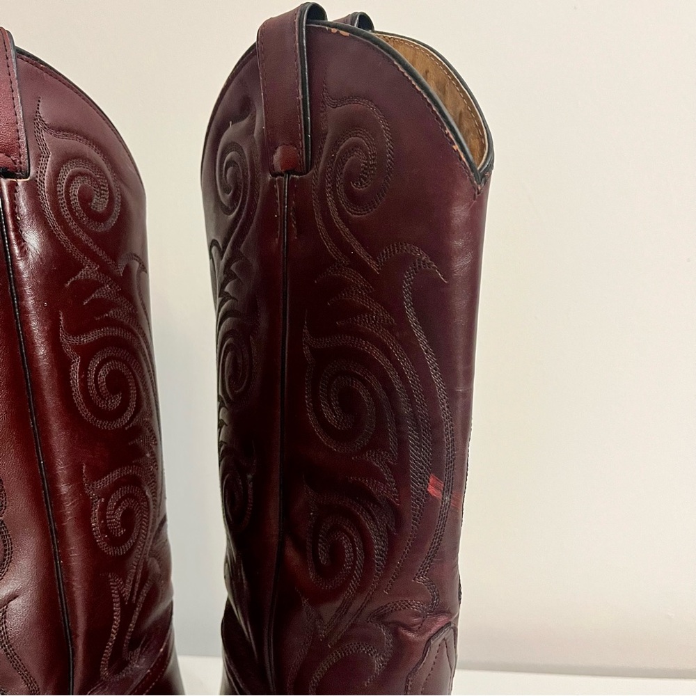 Vintage Tony Lama Red Leather Boots Size 8 - Picture 6 of 14